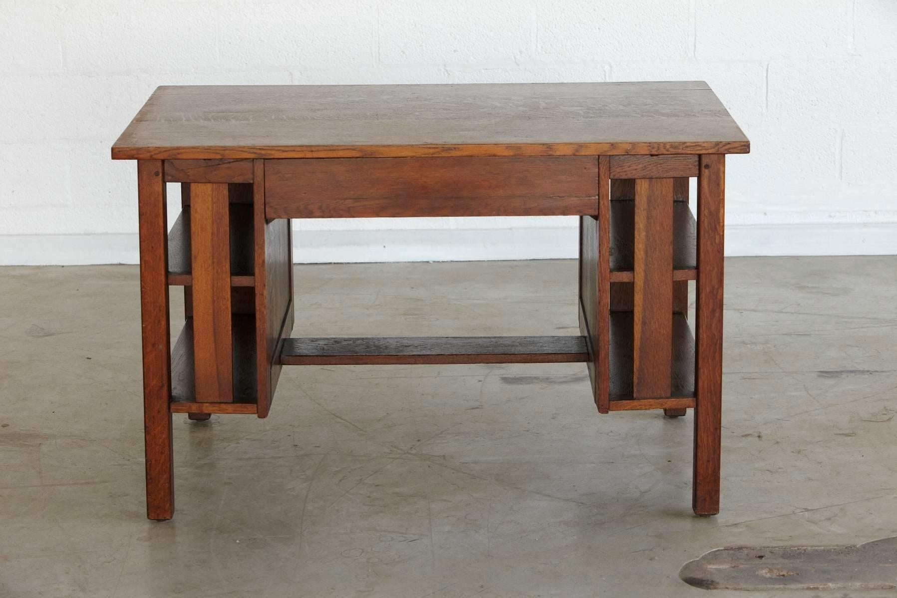 American Arts & Crafts Mission Style Oak Library Table 2 from the Estate of José Ferrer