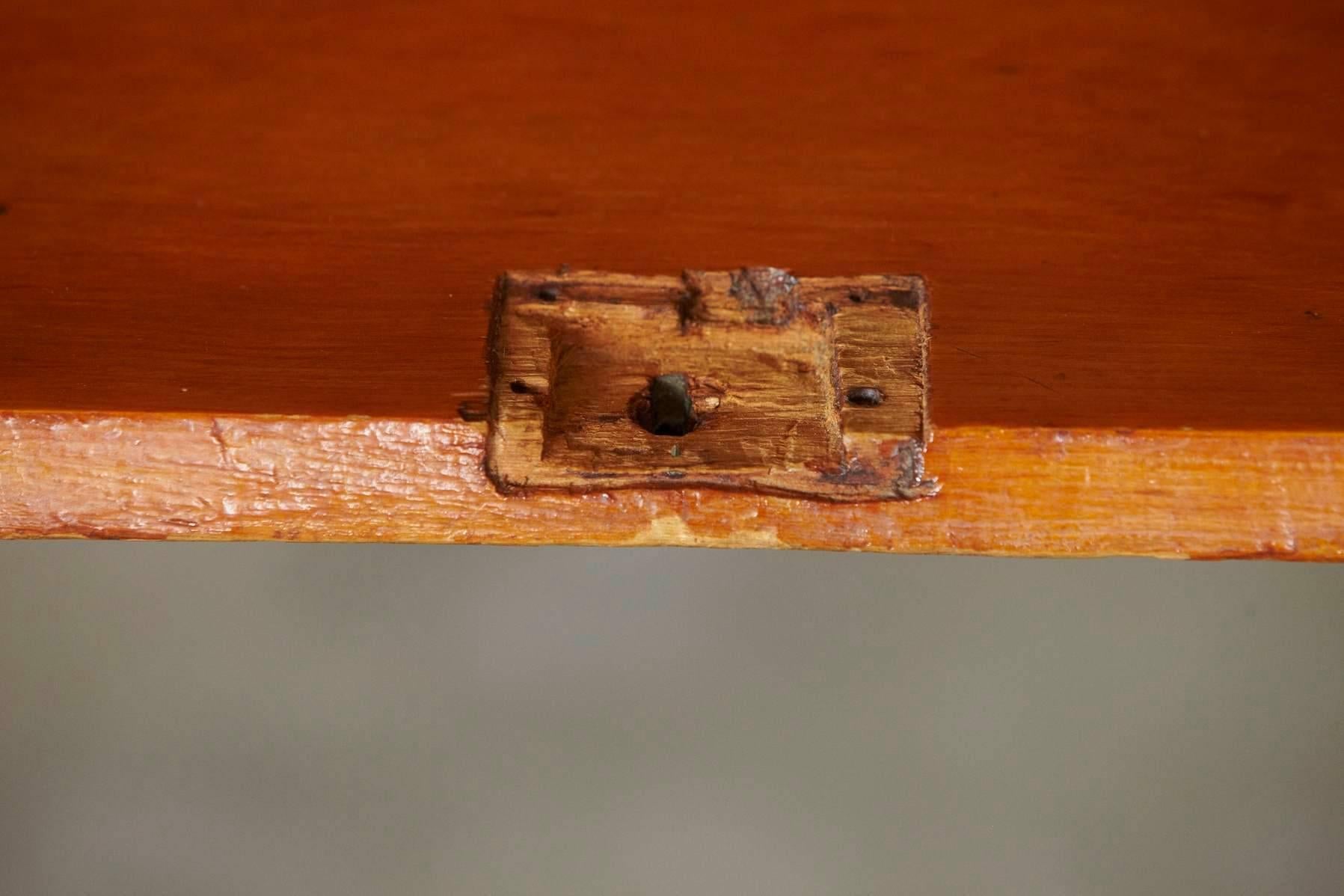 Brass Antique Pine Drop-Leaf Secretary or Desk