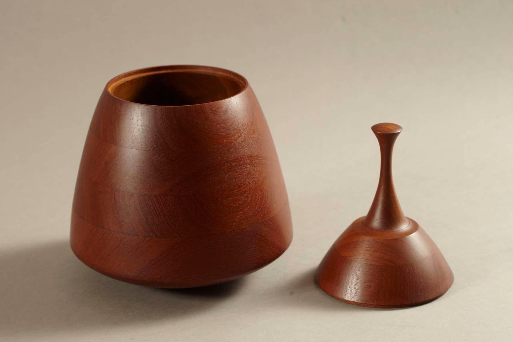 Mid-20th Century Lidded Teak Vessel by Dunbar