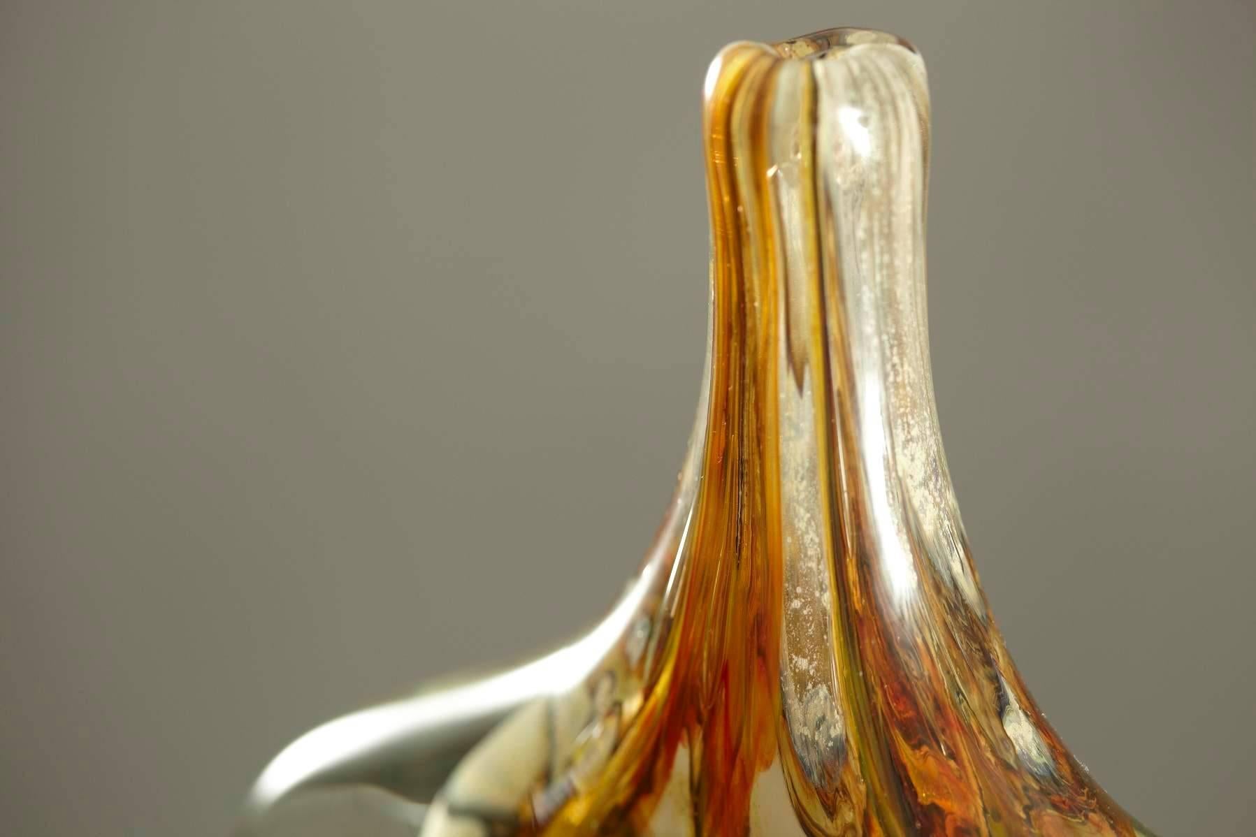 Mid-Century Modern Freeform Sommerso Art Glass Vase by Michael Harris for Mdina Glass
