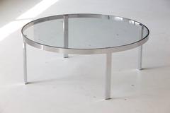 Milo Baughman Round Chrome and Glass Coffee Table