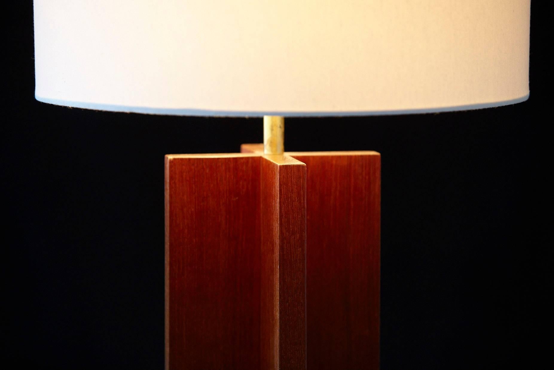Mid-20th Century Mid Century Modern Solid Oak Table Lamp, 1960s For Sale