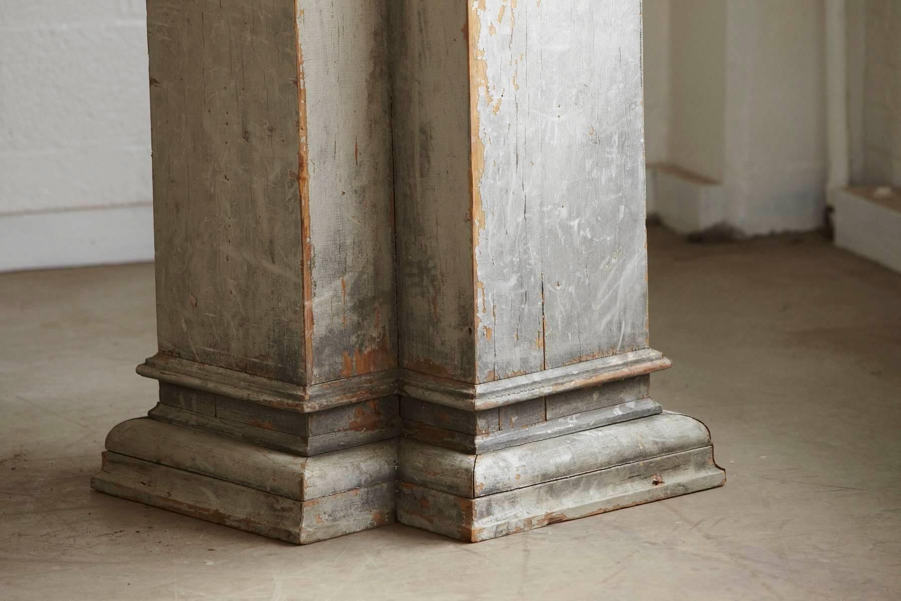 American Distressed Tall Wooden Architectural Column with Patina