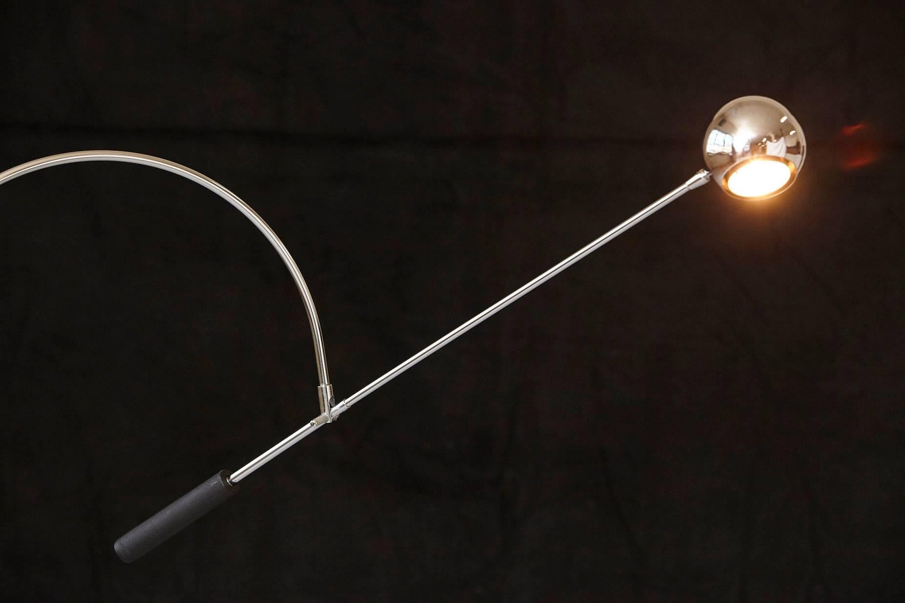 Adjustable Chrome Floor Lamp 'Orbiter' by Robert Sonneman In Good Condition In Pau, FR