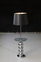 George Kovacs Stacked Chrome Ball Floor Lamp with Integrated Glass Table
