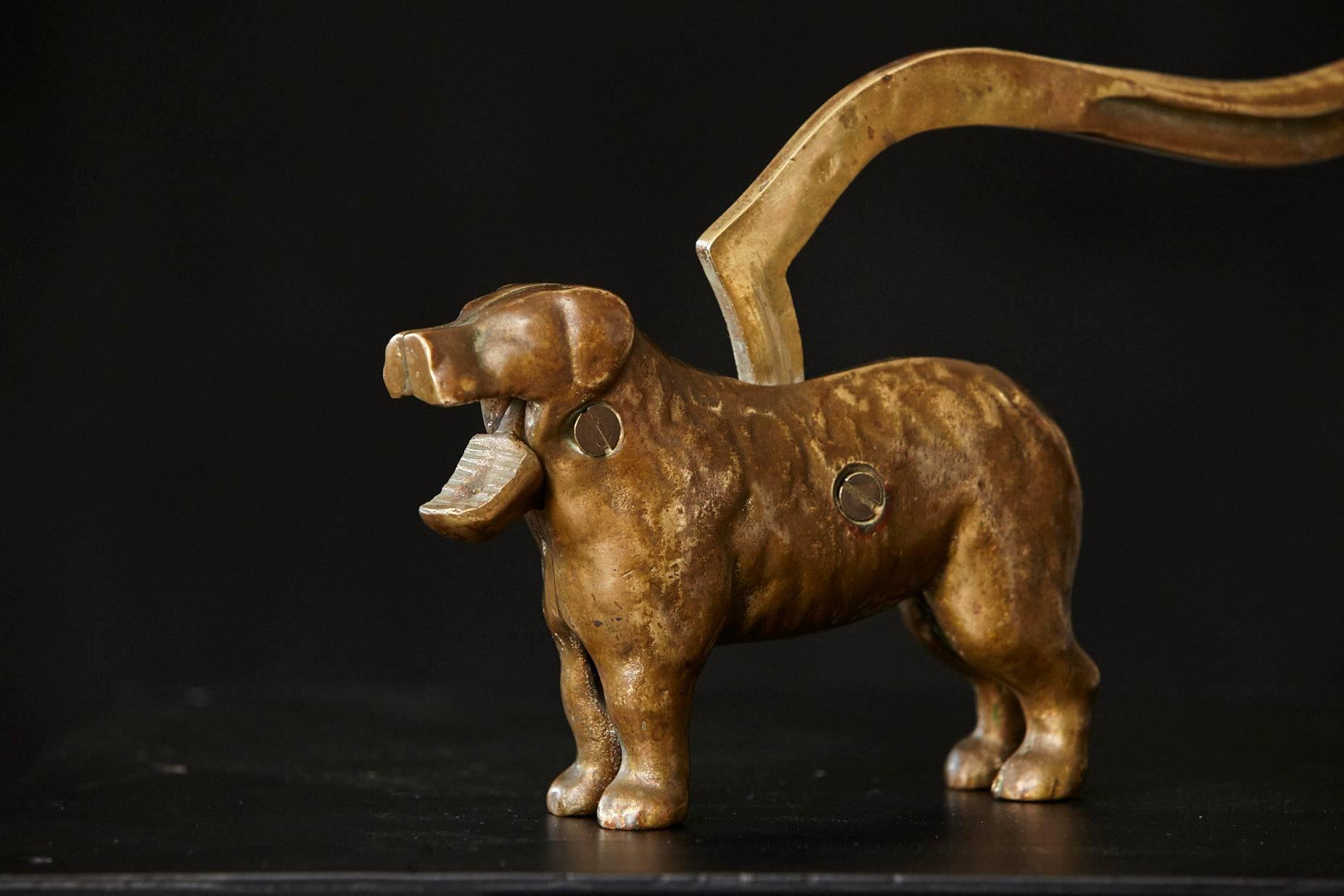 Arts and Crafts Antique Molded Brass Big Dog Nutcracker