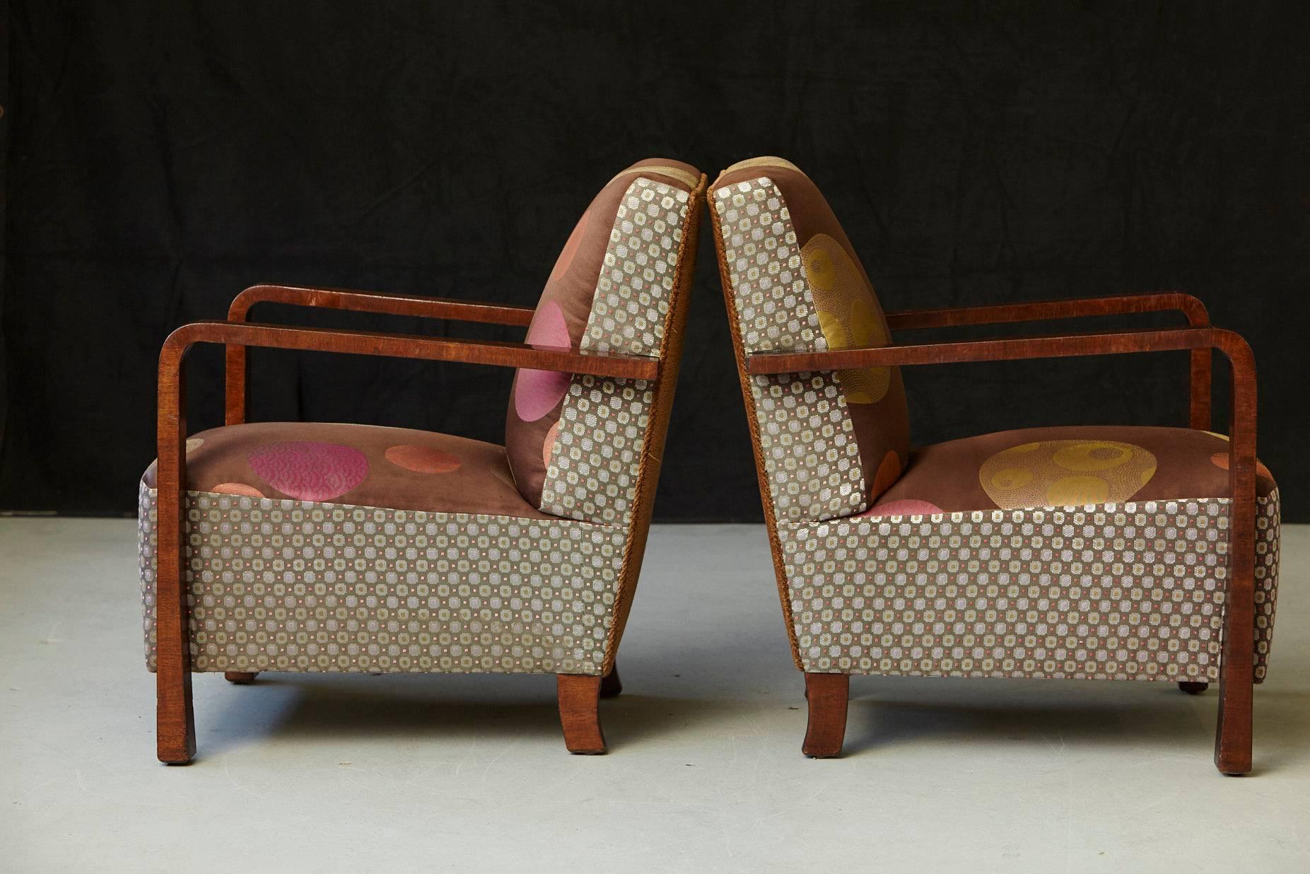 Argentine Pair of Argentinian Art Deco Lounge Chairs, Buenos Aires, ca 1930s