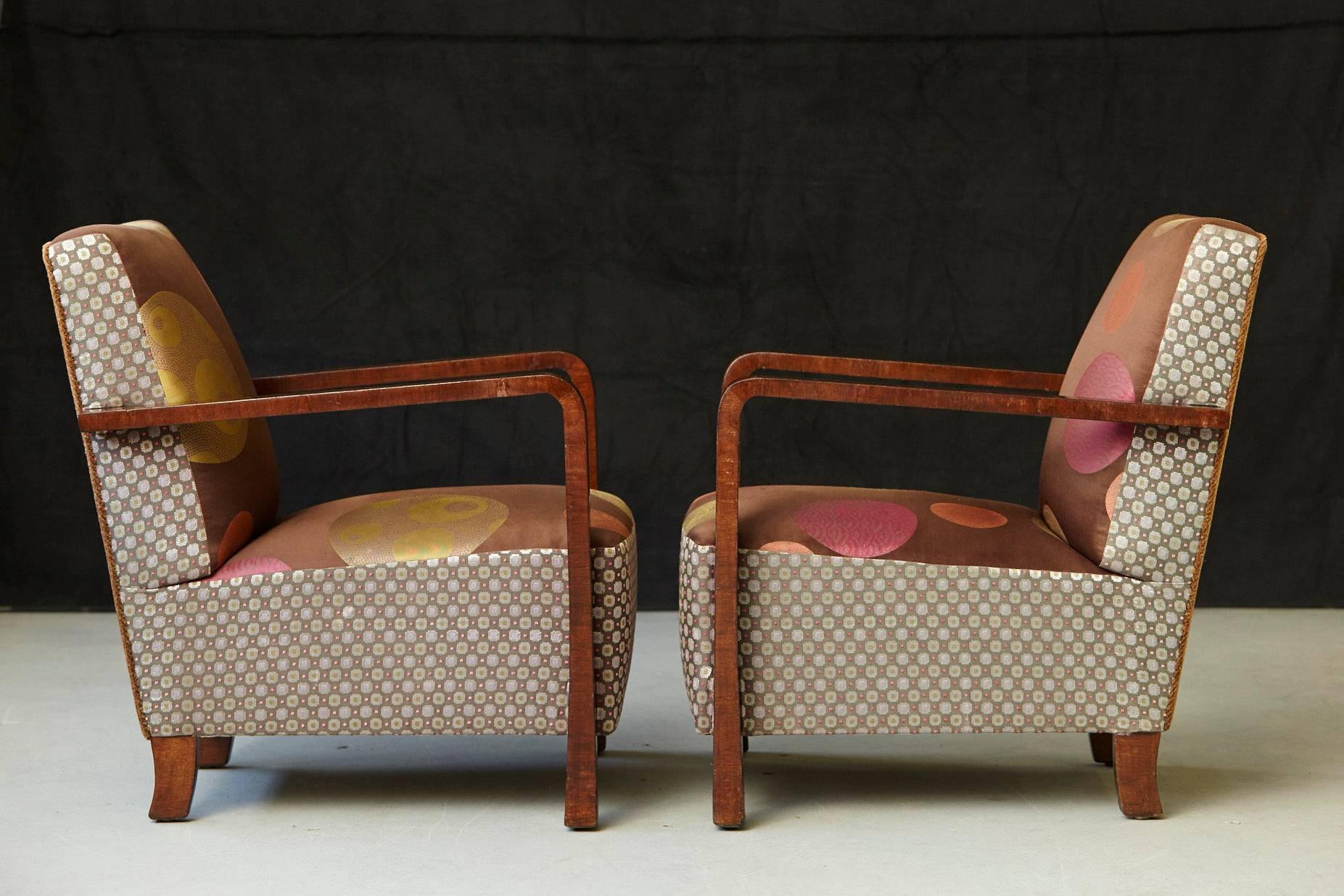 Pair of Argentinian Art Deco Lounge Chairs, Buenos Aires, ca 1930s (Mitte des 20. Jahrhunderts)