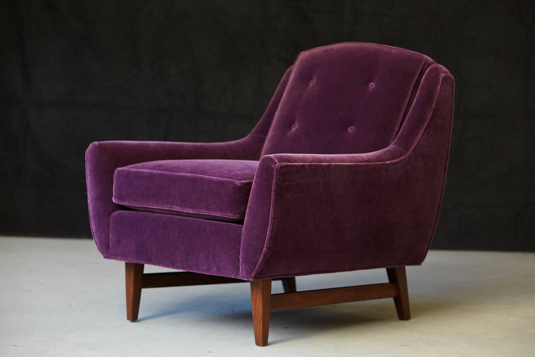 purple chair with ottoman