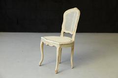 19th Century French Paint Decorated Caned Vanity Chair in the Style of Louis XV