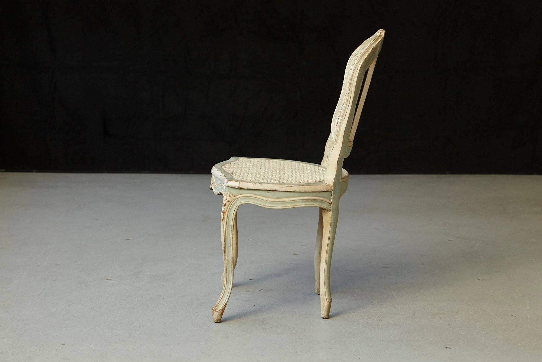 19th Century French Paint Decorated Caned Vanity Chair in the Style of Louis XV 2