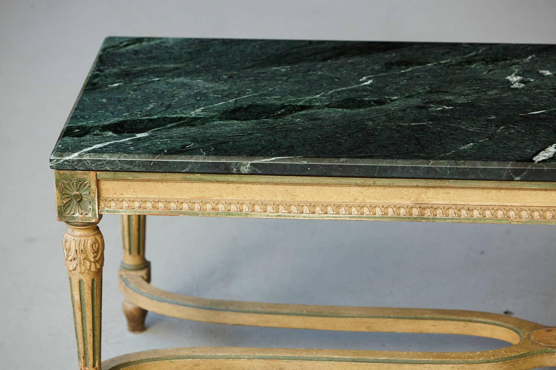 Early 20th Century Louis XVI Style Painted Coffee Table with Marble Top 1