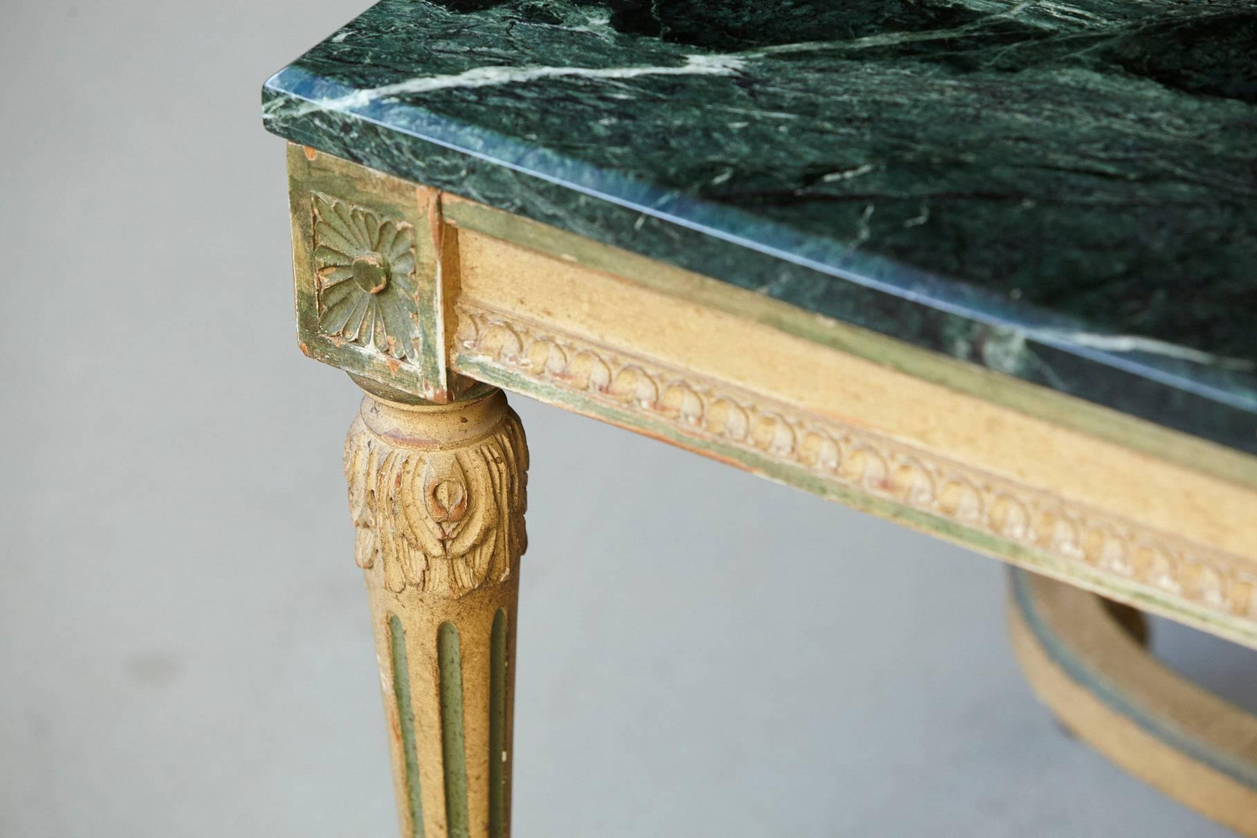 Early 20th Century Louis XVI Style Painted Coffee Table with Marble Top 2