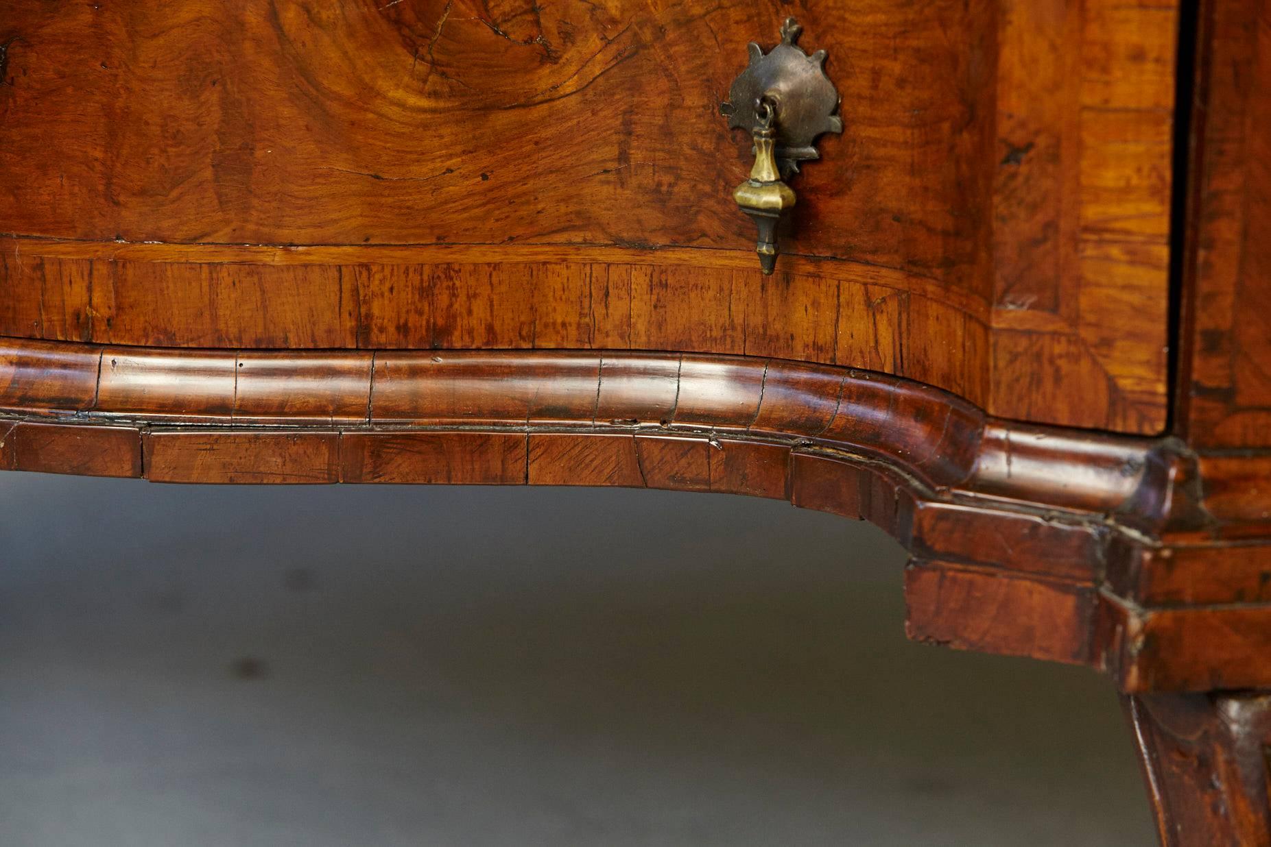 Italian Burled Walnut Slant Front Desk with Hidden Drawers 2
