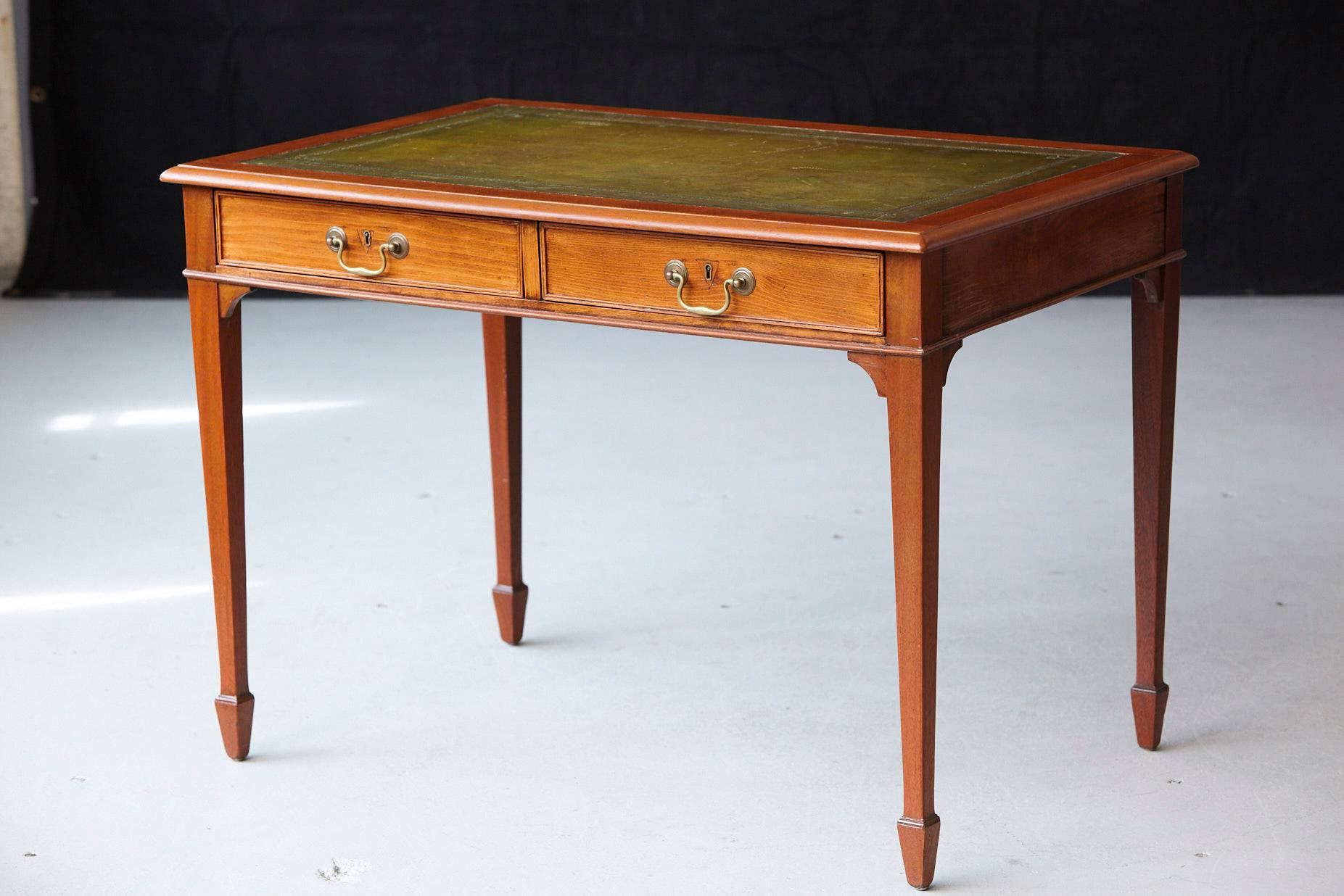 20th Century French Neoclassical Style Walnut Leather Top Desk