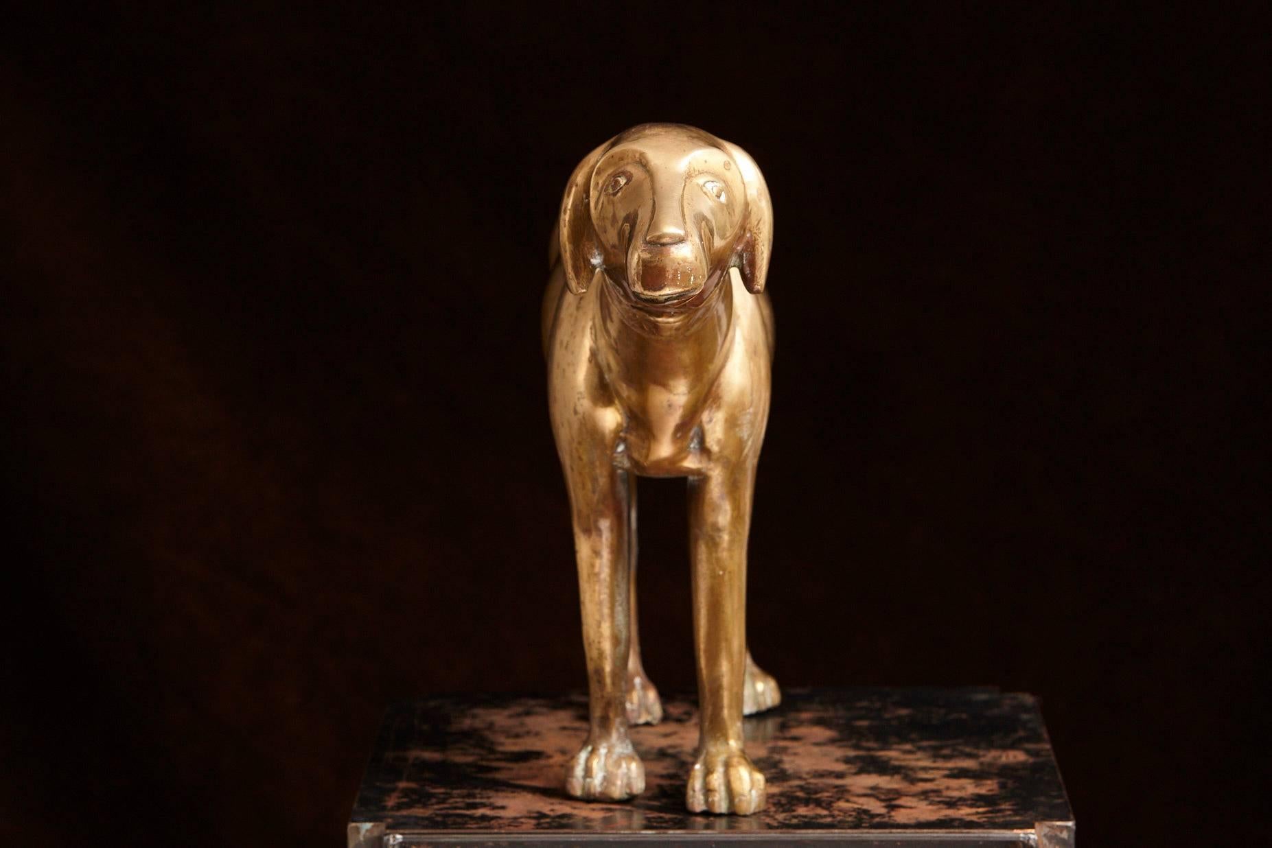 Late 20th Century Large Standing Brass Pointer Hunting Dog Door Stop