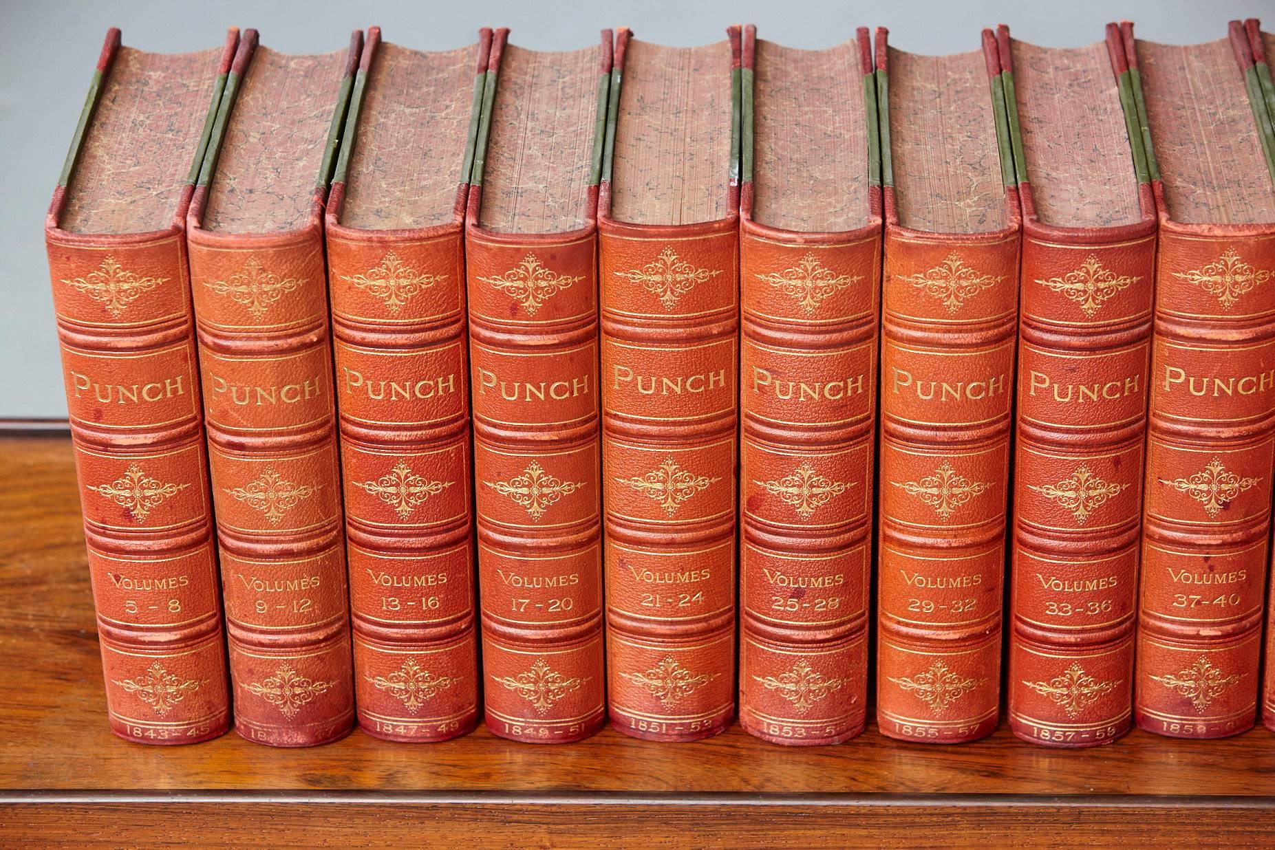 British Set of 24 Leather Bound Volumes of Punch No 5-100 from the Estate of José Ferrer