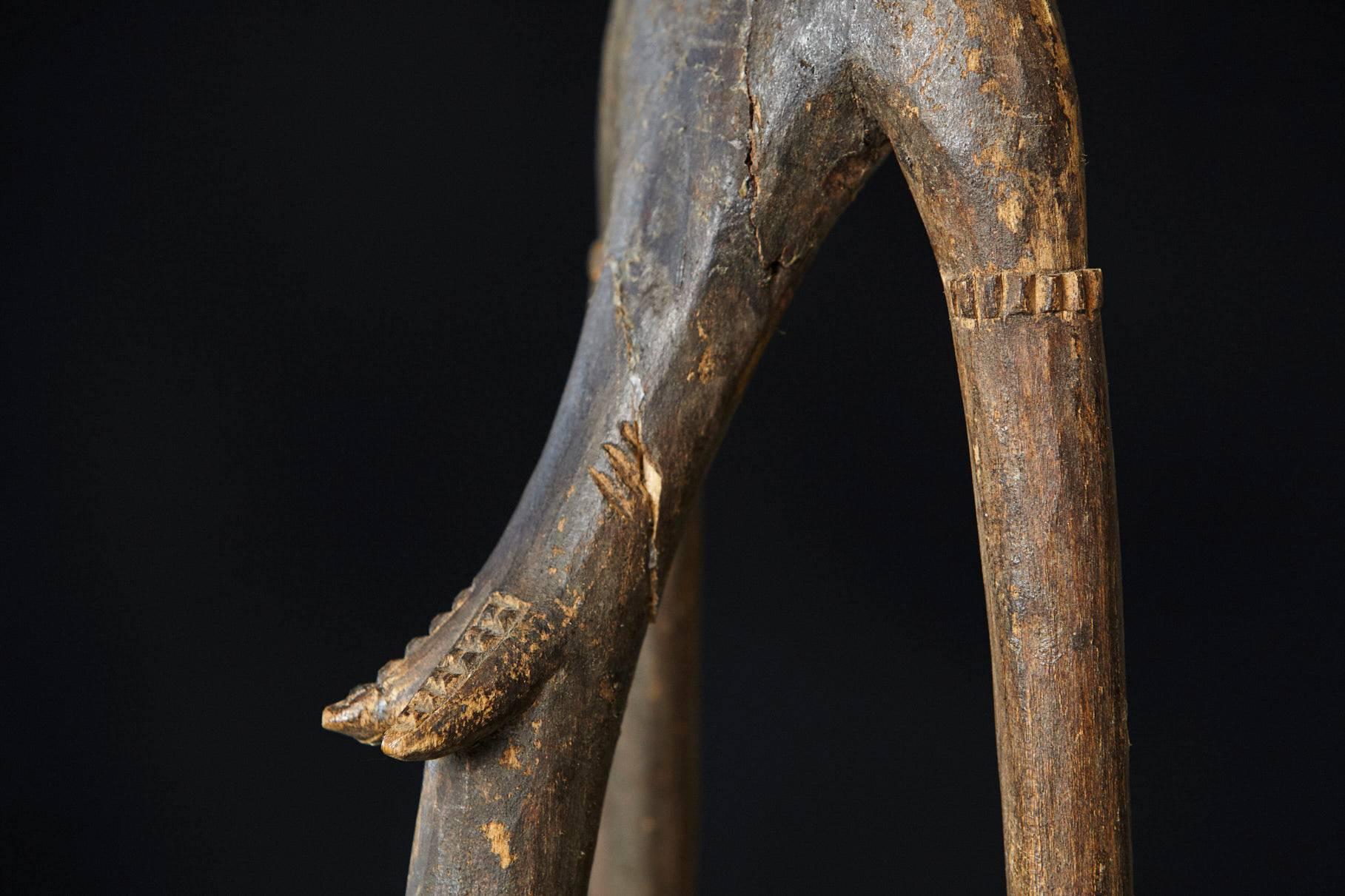 Hand-Carved Carved African Wood Sculpture of a Woman