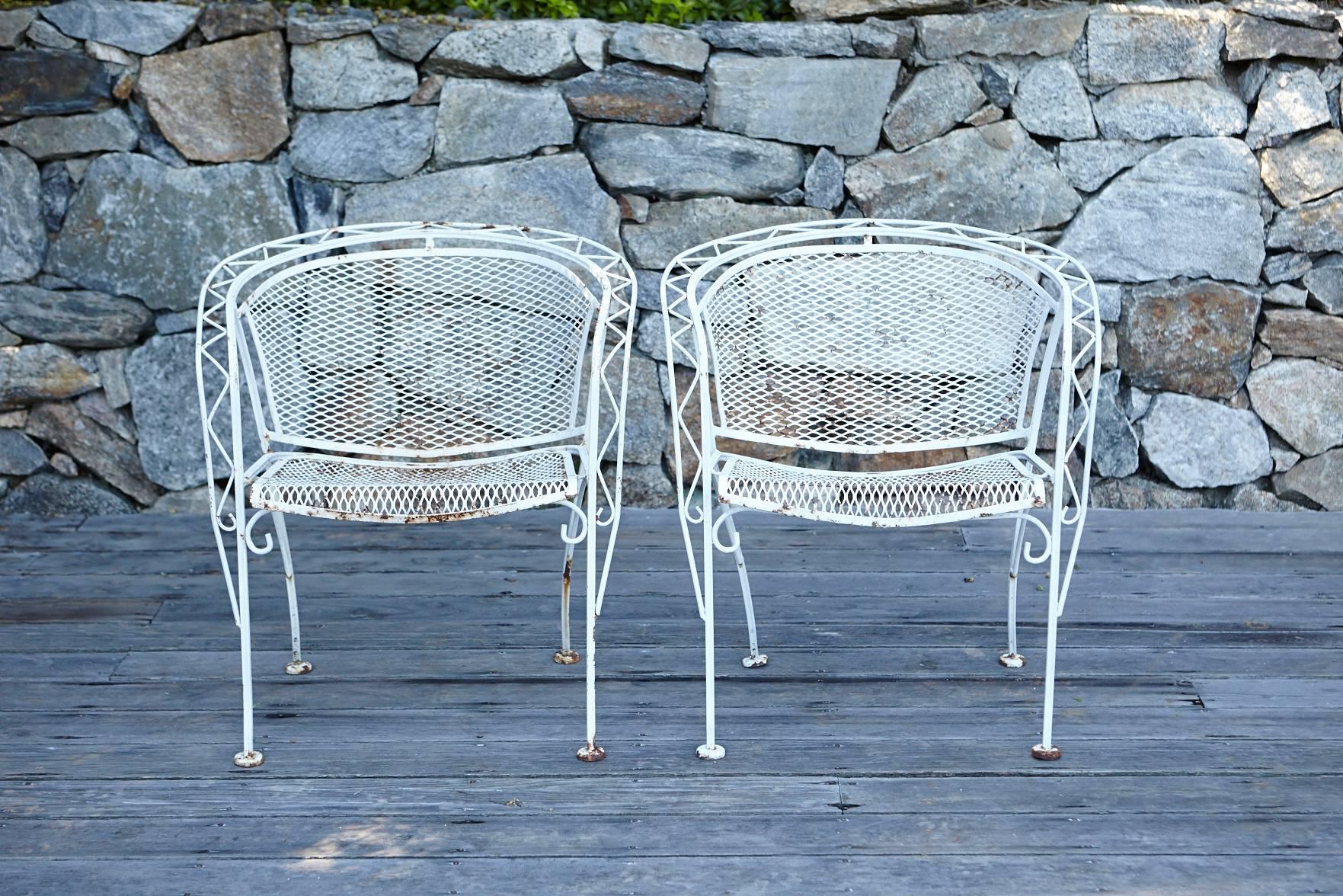 Mid-Century Modern MCM Salterini Style Iron Patio Set, Six Chairs, Loveseat and Dining Table