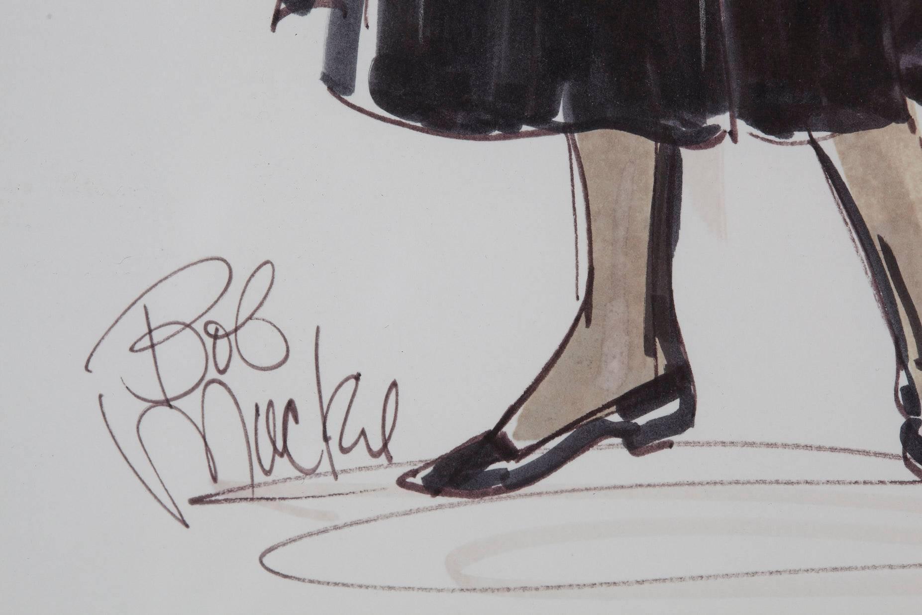 Mid-Century Modern Signed Bob Mackie Fashion Drawing #2 for Rosemary Clooney from the Estate of RC