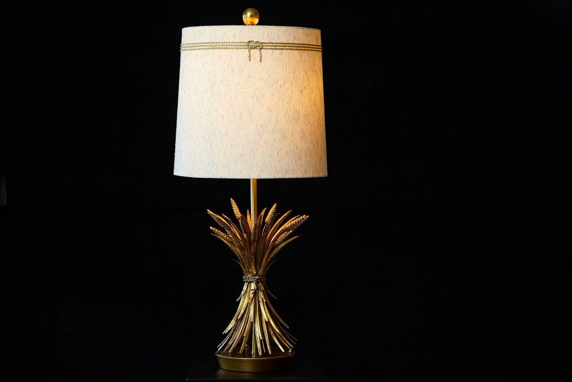 Brass Sheaf of Wheat Gilt Metal Table Lamp by Mabro, Lamp 2