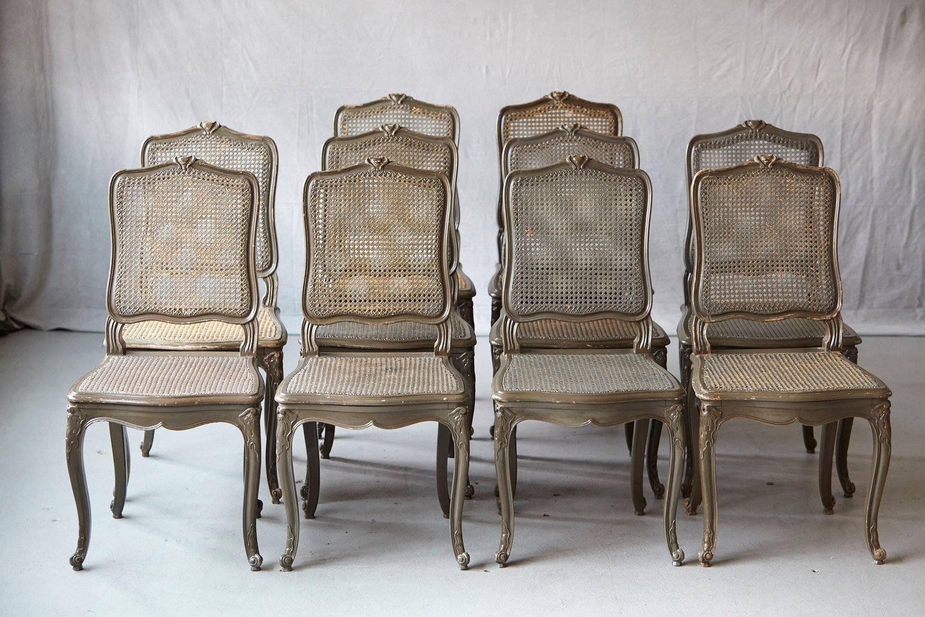 Set of Ten Early 20th Century French Provincial Country Style Dining Chairs 2