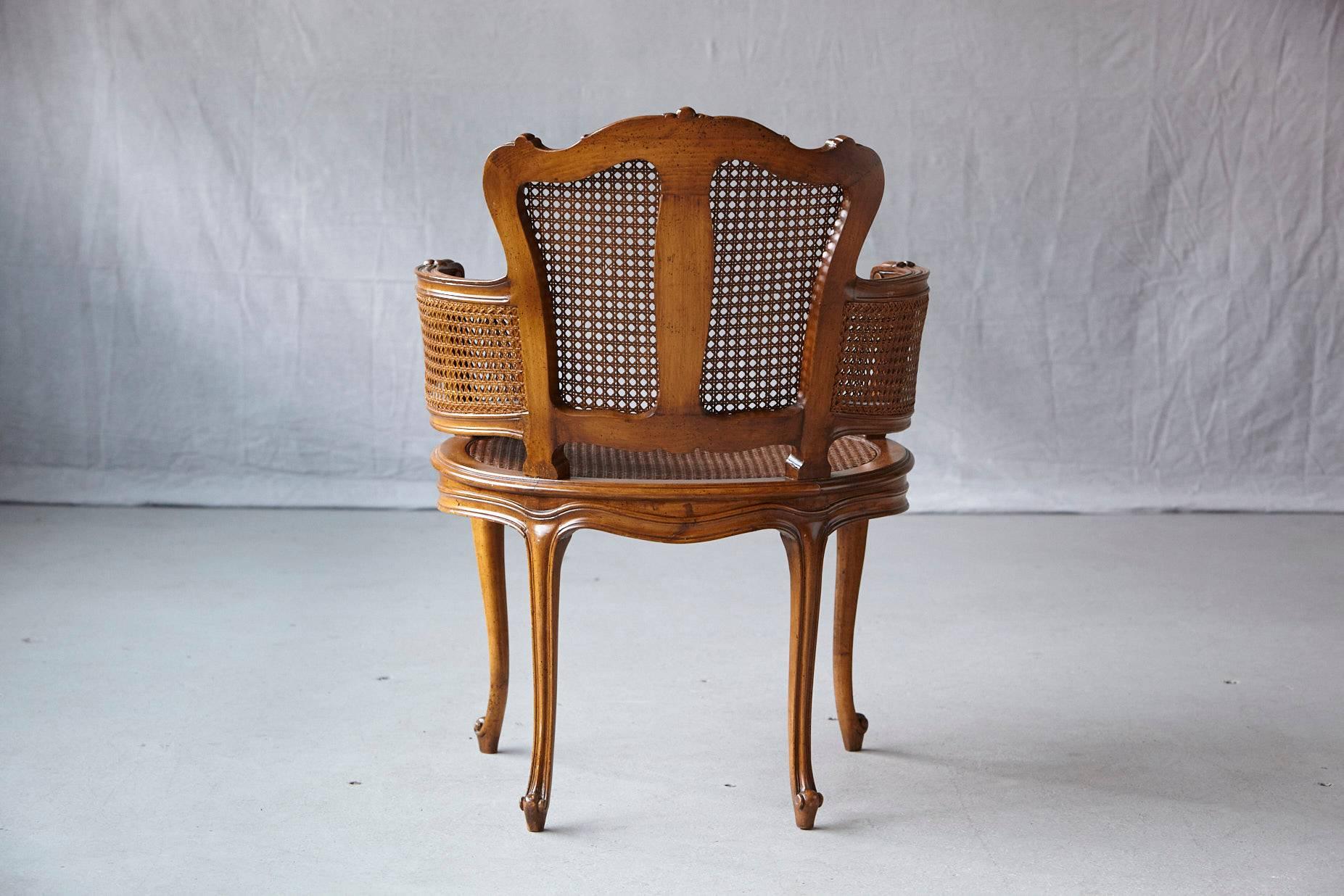 Walnut Early 20th Century Rococo Style Caned Armchair with Elaborated Carvings