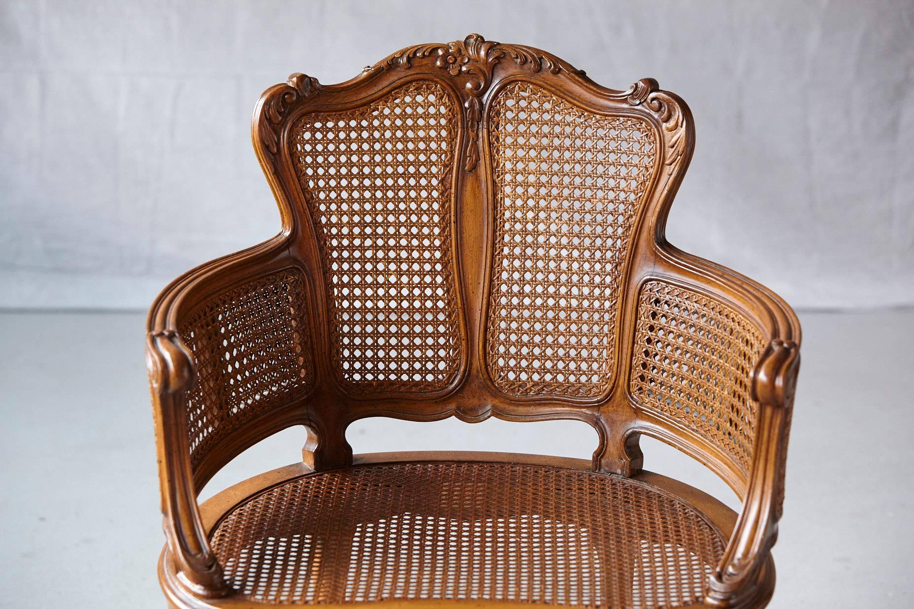 Early 20th Century Rococo Style Caned Armchair with Elaborated Carvings 2