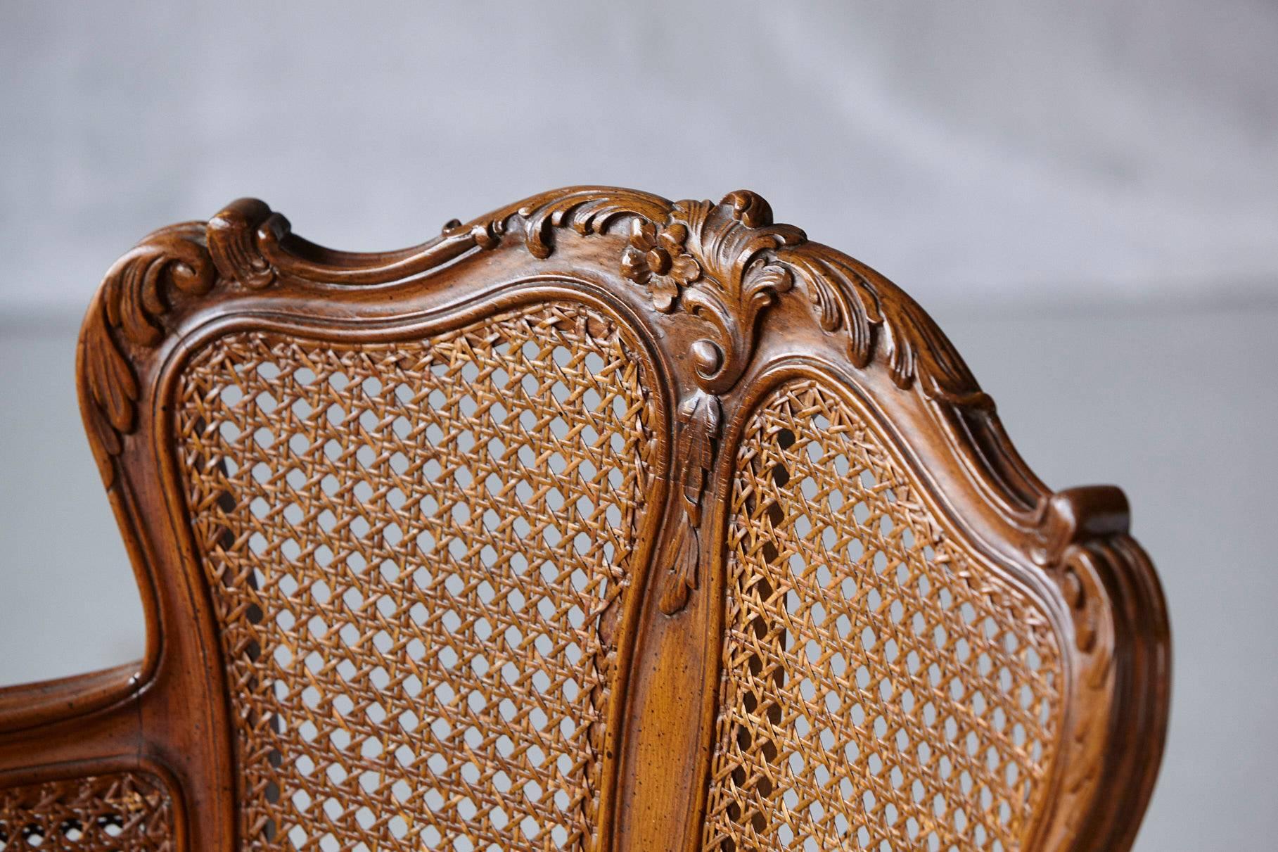 Early 20th Century Rococo Style Caned Armchair with Elaborated Carvings 5
