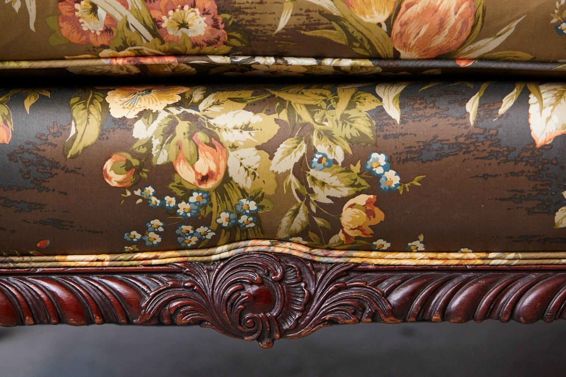 Late 19th Century Chippendale Mahogany Wing Back Chair with Claw and Ball Feet 1