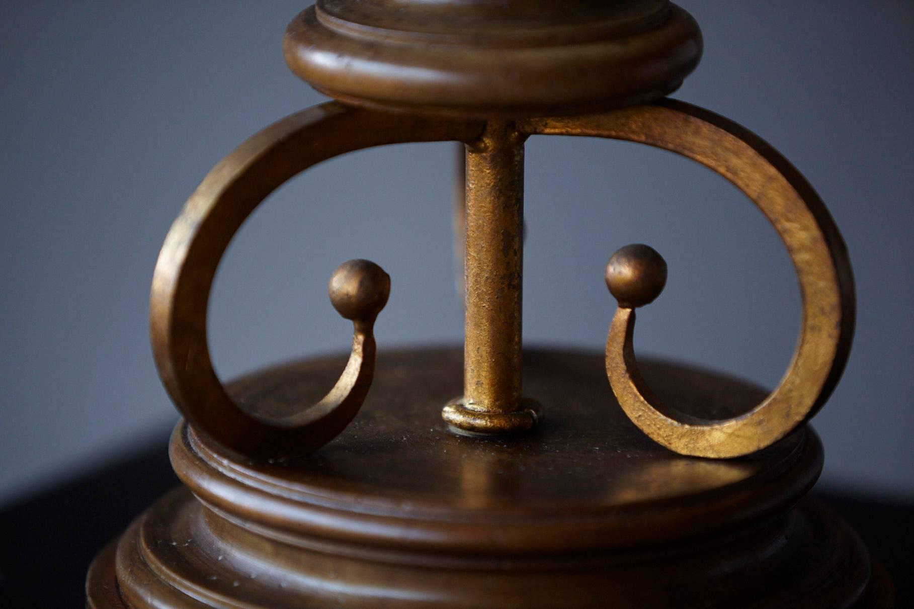 Brass Armillary Table Lamp with Rotating Terrestrial Glass Globe, circa 1940s 1