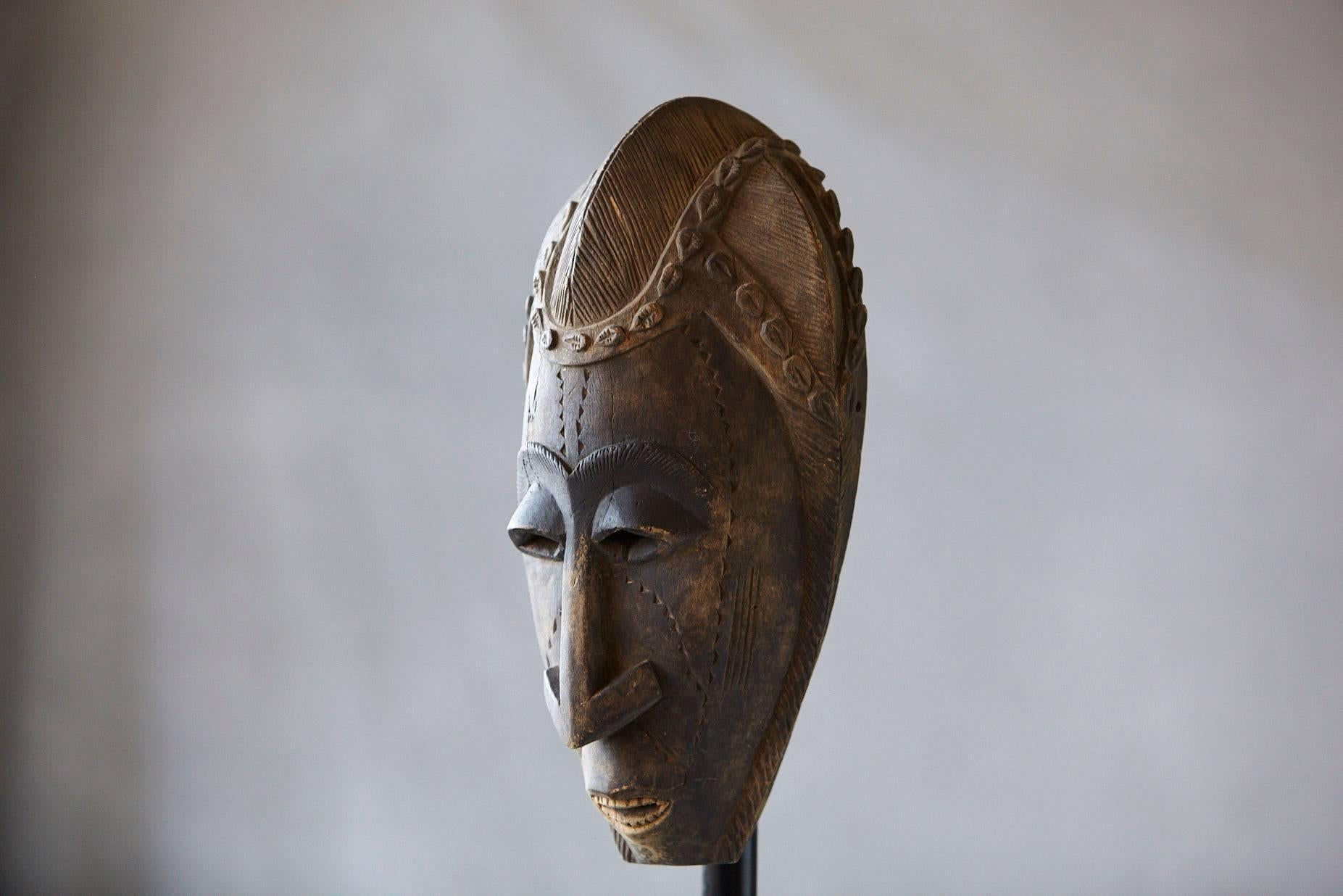 20th Century Decorative African Hand-Carved Wood Mask, circa 1960s