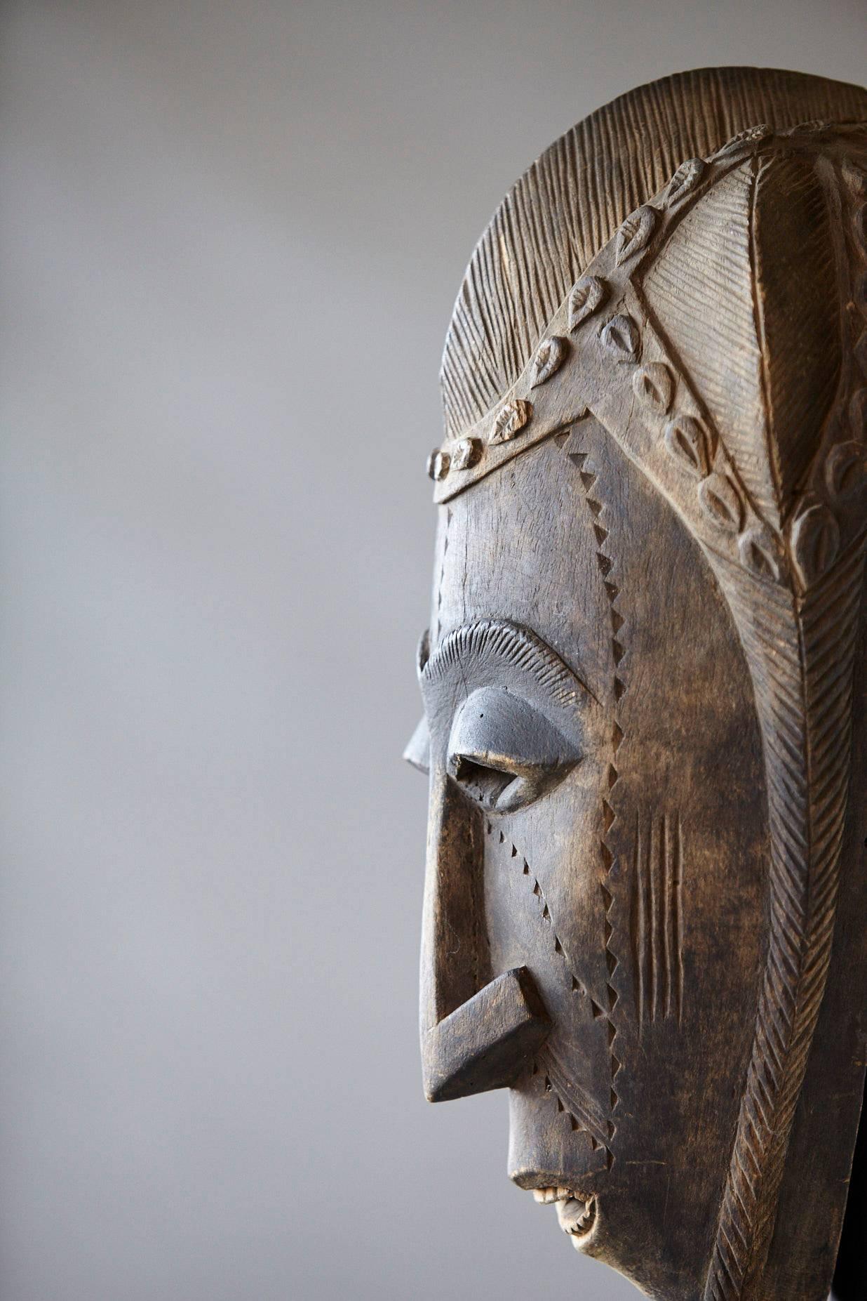 Decorative African Hand-Carved Wood Mask, circa 1960s 1