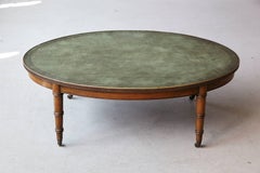 Rare Kittinger Coffee Table with Green Embossed Leather Top and Serial Number #1