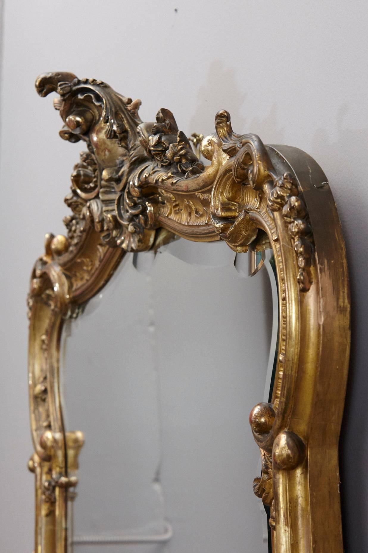 19th Century French Rococo Mirror with Beveled Glass 4