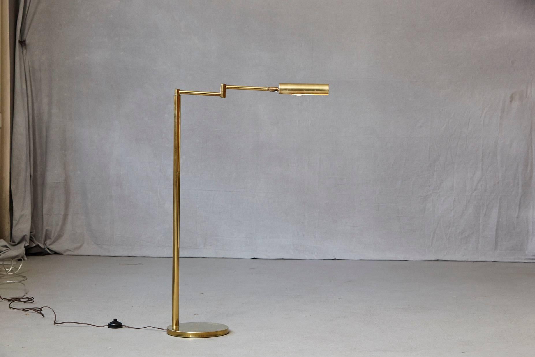 American Koch & Lowy Height Adjustable Brass Swing Arm Floor Lamp