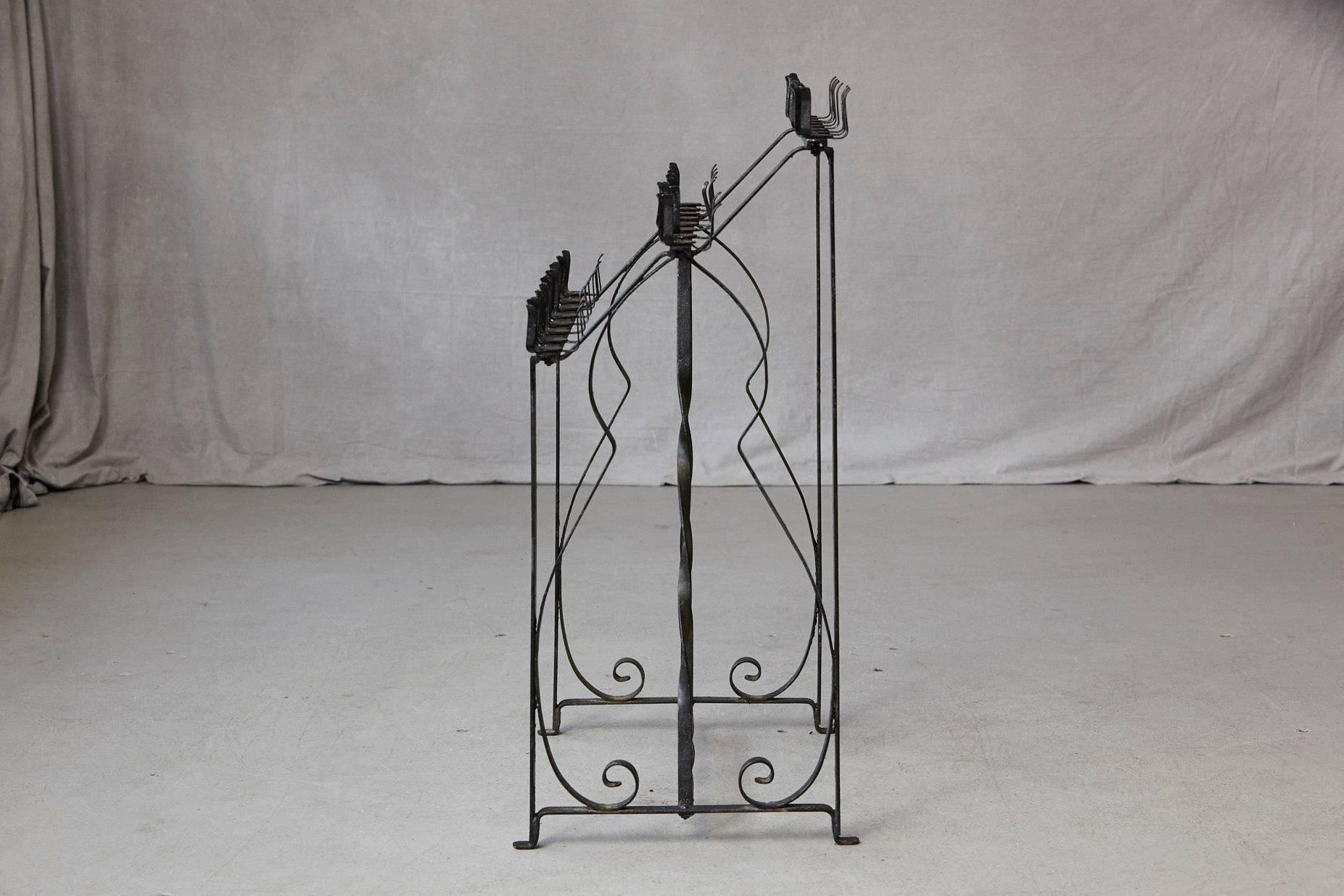 20th Century Black Wrought Iron Votive Candle Stand for 24 Candles