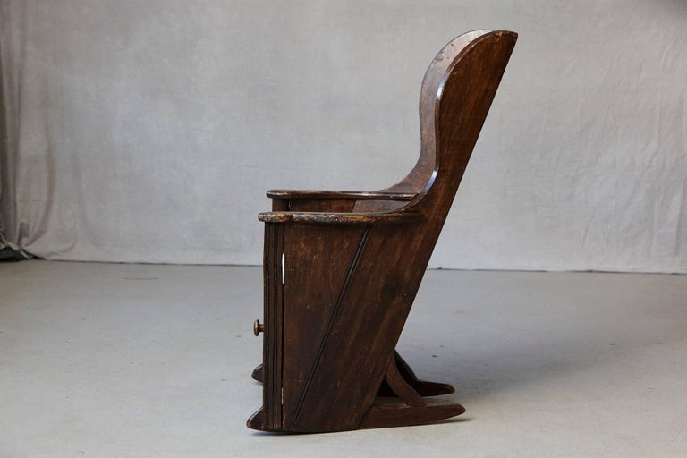 Late 18th Century English Elm and Pine Rocking Lambing Chair at 1stDibs