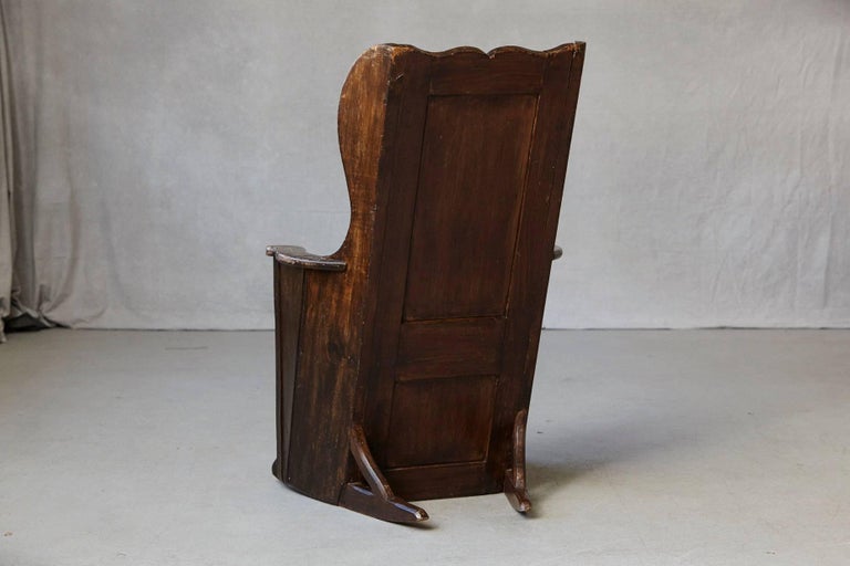 Late 18th Century English Elm and Pine Rocking Lambing Chair at 1stDibs