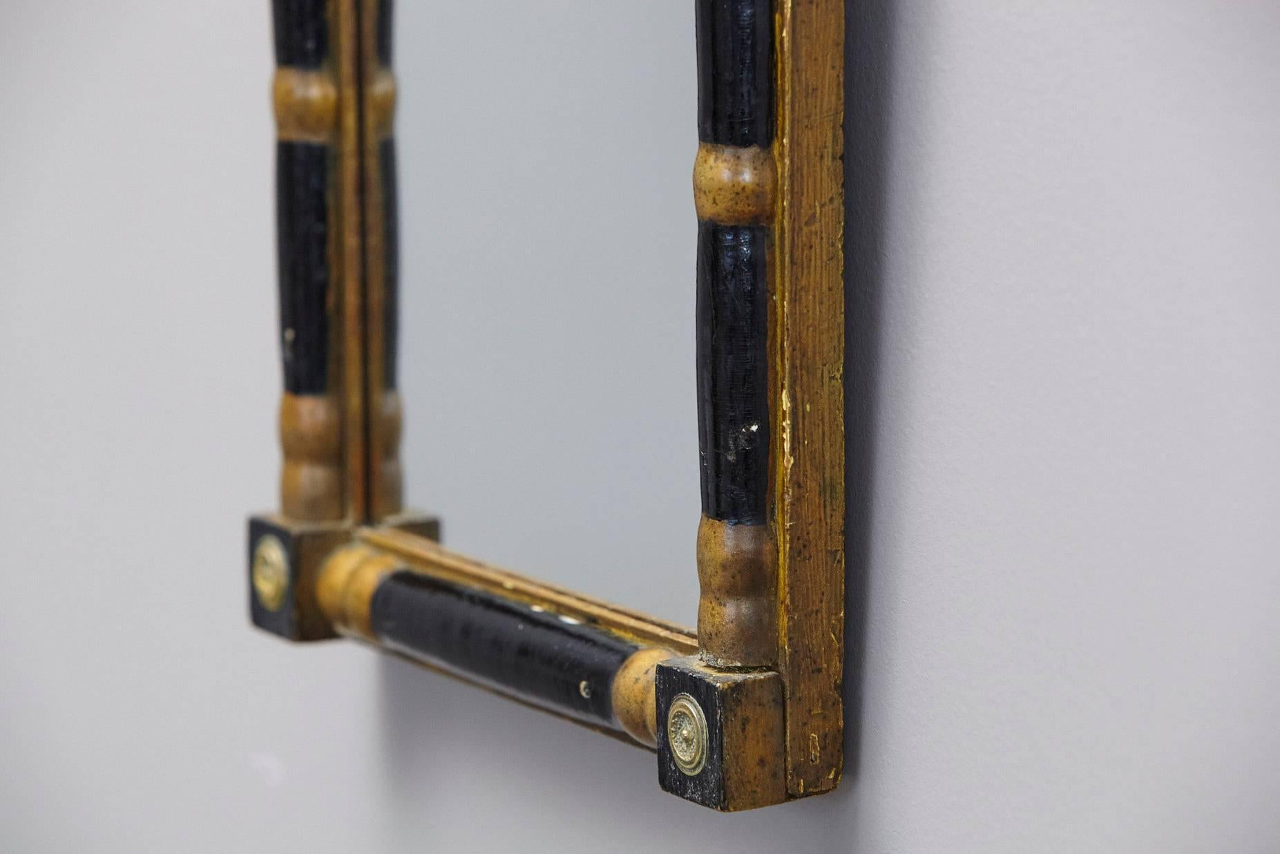 Early 20th Century Small Black Lacquer and Gilt Wall Mirror 1