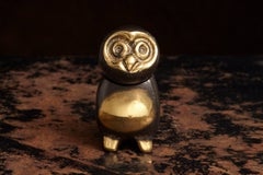 Heavy Brass Owl with Swiveling Head in the Style of Walter Bosse