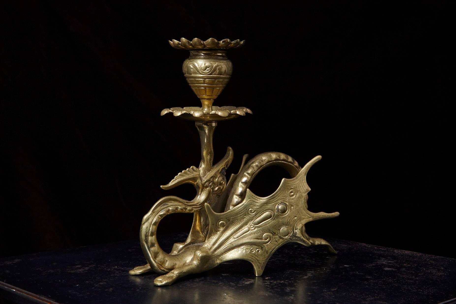 brass dragon candle holder
