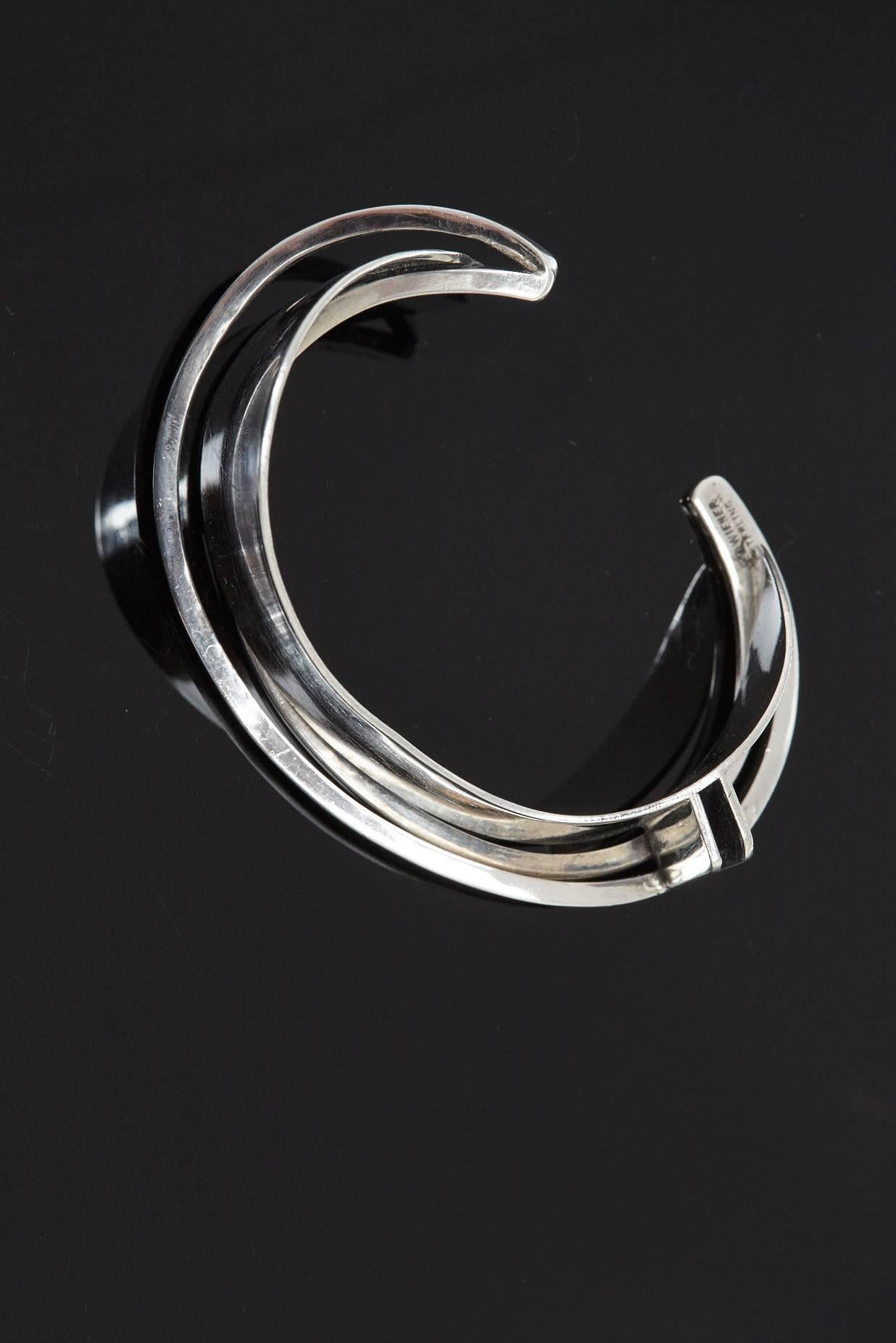 Modernist Sterling Silver Cuff Designed by Ed Wiener, 1950s For Sale 1