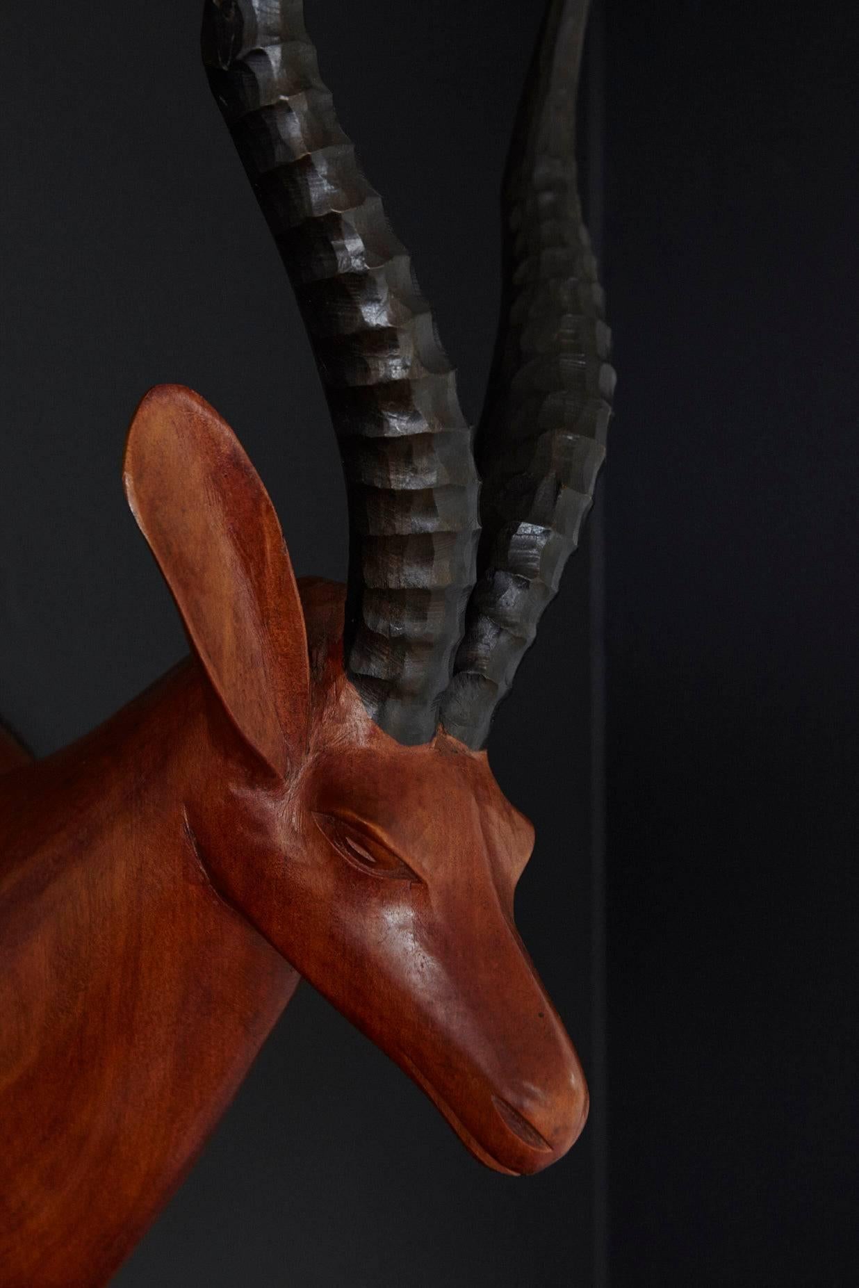 Hand-Carved Wood Antelope Head Wall Mount 1