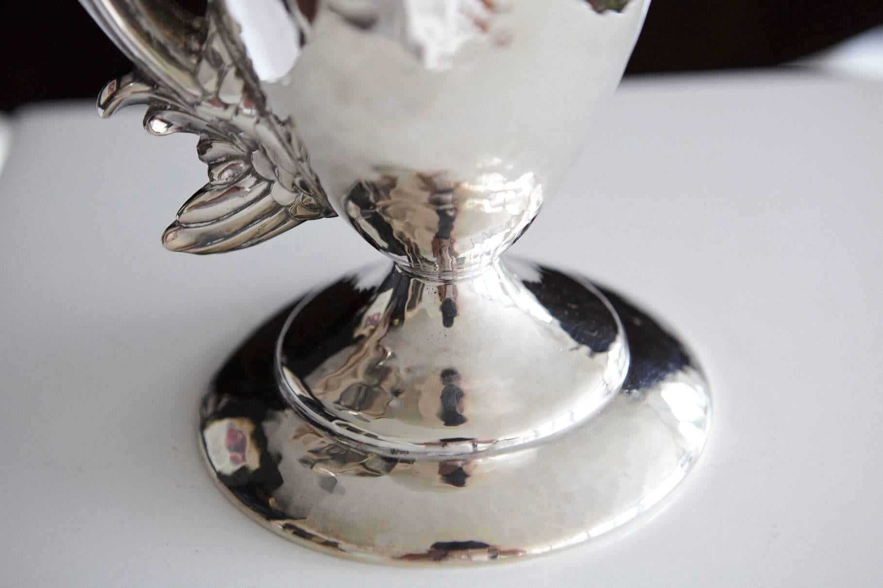 Art Deco Signed Wallace Brothers Hand-Hammered Silver Plated Rooster Cocktail Shaker