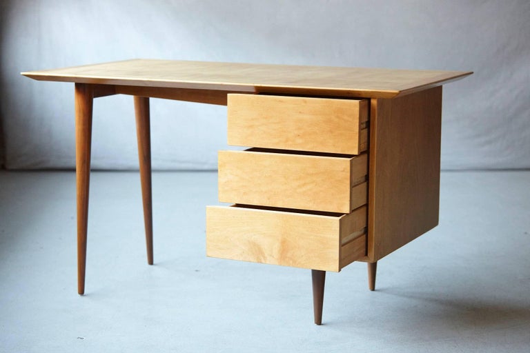 Rare Early Florence Knoll Maple Desk, Model 17 Completely Restored at