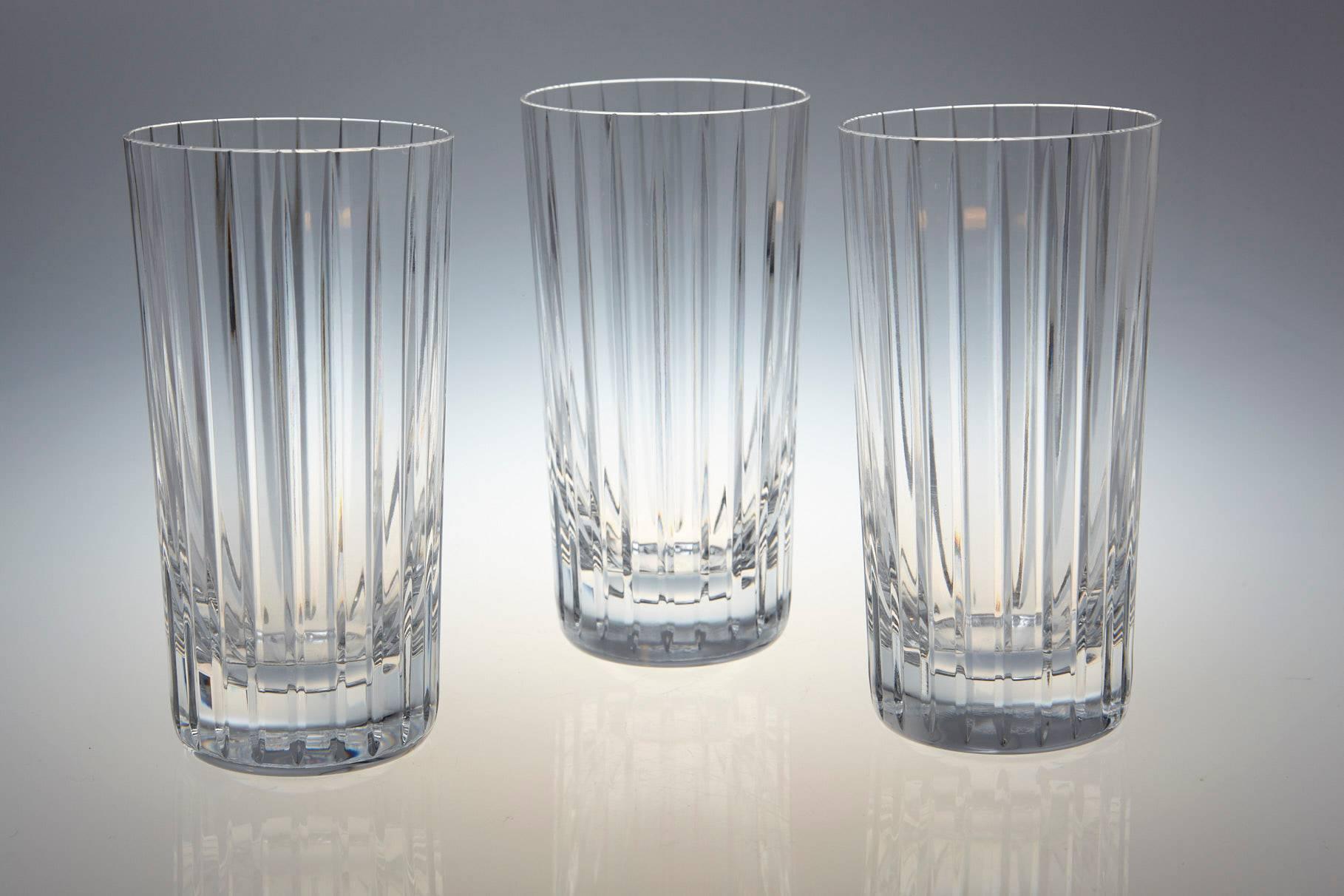 Mid-Century Modern Set of 14 Baccarat Harmonie Crystal Highball Glasses