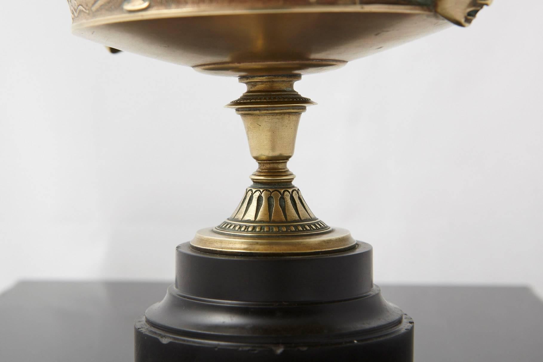 Late 19th Century 19th Century Aesthetic Movement Brass Bowl on Marble Base