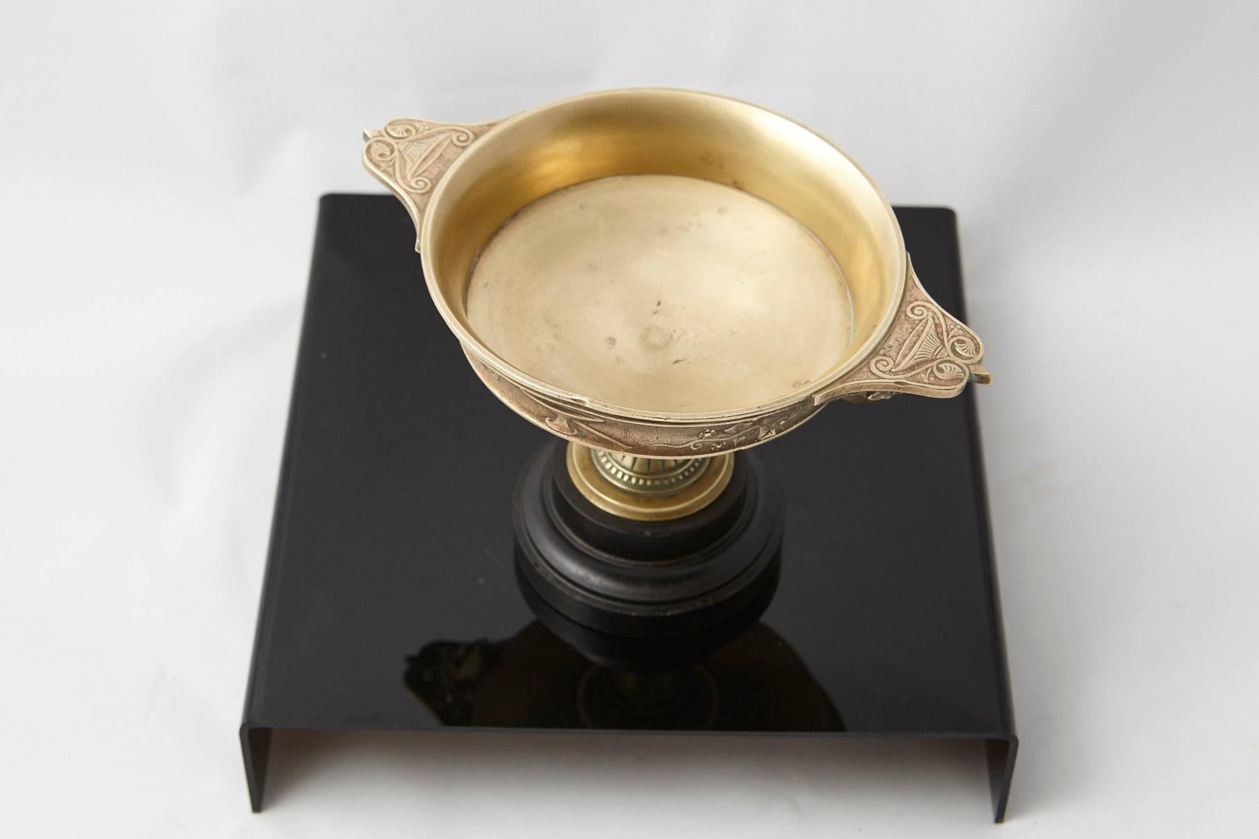 19th Century Aesthetic Movement Brass Bowl on Marble Base 1