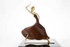 Karl Hagenauer Female Dancer Brass and Walnut Statue